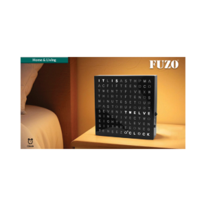 FUZO Grid LED Word Clock with Light-Up Text Display, Modern Digital Time Wall/Table Clock with USB Power for Home & Office Decor