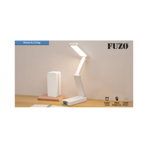 FUZO Beacon Foldable LED Desk Lamp with Digital Clock, Rechargeable Battery, Adjustable Brightness & Touch Control for Study & Office Use