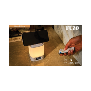 FUZO Gleam LED Desk Lamp with Digital Clock, Remote Control, Rechargeable Battery, Mobile Stand & Adjustable Brightness