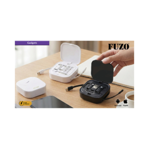 FUZO Spool 7-in-1 Multi-Functional Charging Cable Kit with USB, Type-C, Lightning Adapters & Compact Travel Case for All Devices