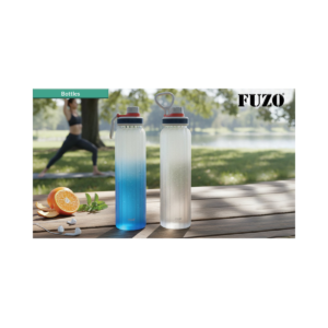 FUZO Gaze Borosilicate Glass Water Bottle with Gradient Design, Leak-Proof Lid
