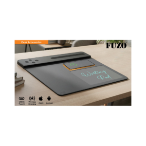 FUZO Desk Collective 5-in-1 Wireless Charging Desk Mat with Writing Pad, Mobile Stand, USB Hub & Mouse Pad for Smart Workspace Setup