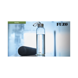 Fuzo TGZ-810 Wave Glass Water Bottle with Protective Sleeve, Leak-Proof Stainless Steel Cap & Eco-Friendly Design
