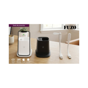 Fuzo TGZ-720 PYD 6-in-1 Wireless Charging Station with USB Hub, LED Light & Mini Fan