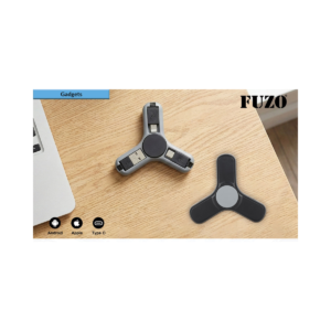 Fuzo TGZ-414 Power Play Fidget Spinner with Charging Cable, 3-in-1 Multi-Port USB (Type-C/Micro/Lightning) & Fast Charging