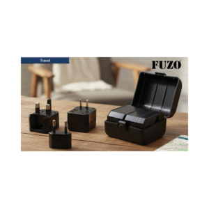 Fuzo TGZ-854 The MNC Universal Travel Adapter with Multi-Country Plug (US/UK/EU/AU), Dual USB Ports & Safety Shutter