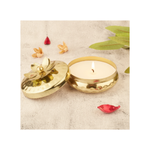 Hammered Metal Urli Scented Candle – Traditional Decorative Diya Style Candle for Festive Décor & Elegant Gifting