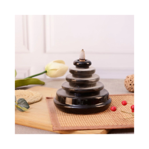 Round Pyramid Backflow Incense Burner – Waterfall Smoke Effect Ceramic Holder for Home Décor, Meditation & Aromatherapy