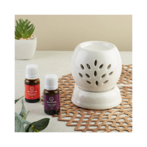 Round Electric Aroma Diffuser Lamp – Ceramic Essential Oil Diffuser with Warm Ambient Light for Home Fragrance & Relaxation