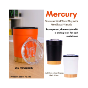 Mercury Stainless Steel Water Mug with Woodbase PP inside