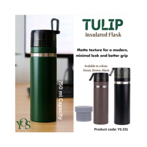 Tulip Insulated Flask 750ml Stainless Steel Bottle Matte Finish Leakproof Hot Cold Travel Thermos Bottle