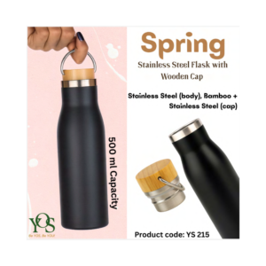Spring Stainless Steel Flask with Wooden Cap
